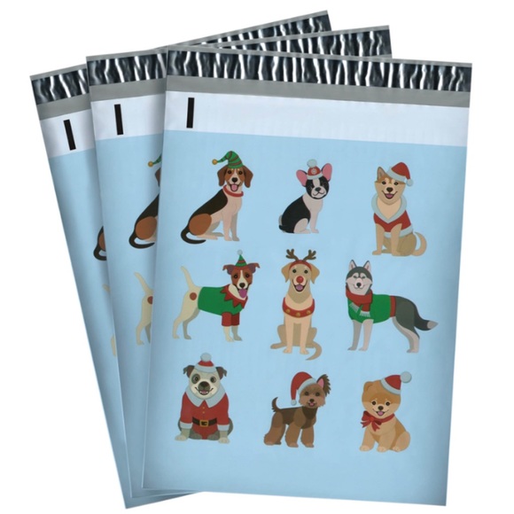 🆕🌻2/$20 🎅Holiday Pups Dogs Poly Mailers Shipping Bags Envelopes Christmas New - Picture 3 of 6